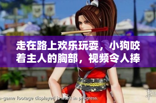 走在路上欢乐玩耍，小狗咬着主人的胸部，视频令人捧腹笑声不断