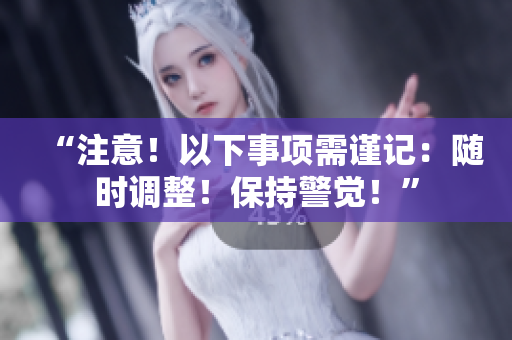 “注意！以下事项需谨记：随时调整！保持警觉！”
