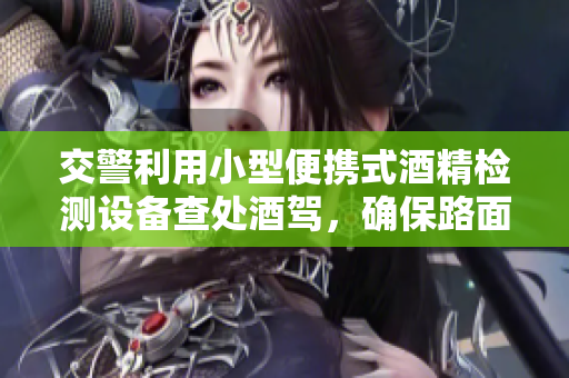 交警利用小型便携式酒精检测设备查处酒驾，确保路面安全