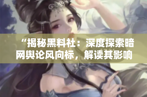 “揭秘黑料社：深度探索暗网舆论风向标，解读其影响力与运作机制”
