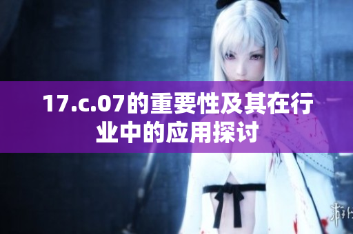 17.c.07的重要性及其在行业中的应用探讨