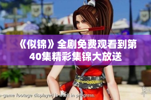 《似锦》全剧免费观看到第40集精彩集锦大放送