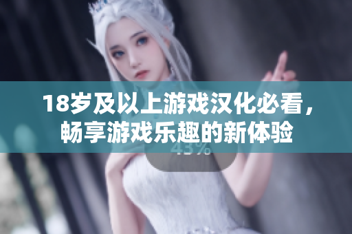 18岁及以上游戏汉化必看，畅享游戏乐趣的新体验
